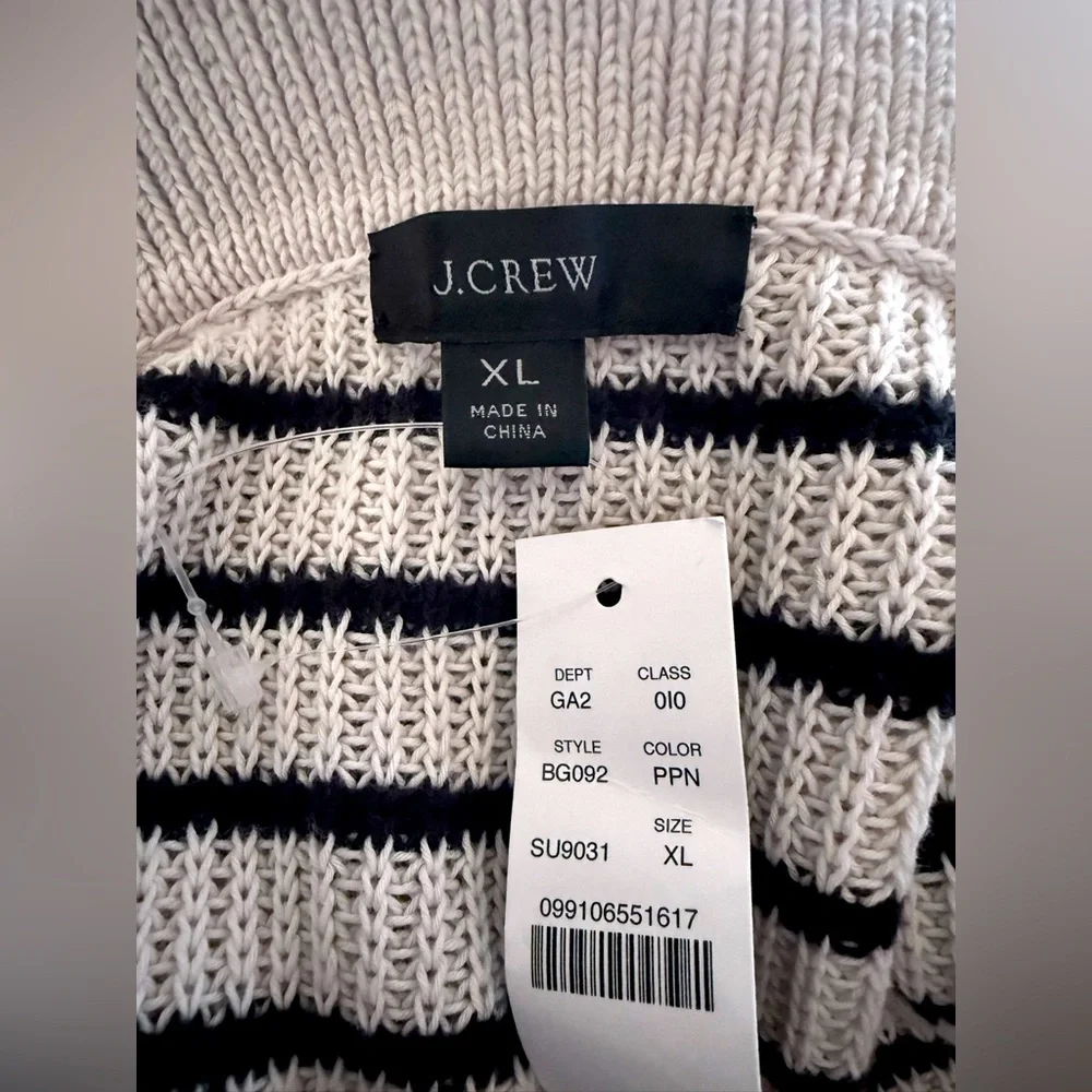 NWT J. Crew Relaxed Cotton Collared Sweater in Stripe - Size XL​ - Picture 8 of 10